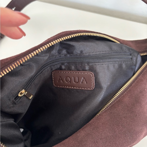 Aqua Brown Suede Hobo Shoulder Bag - Picture 4 of 7